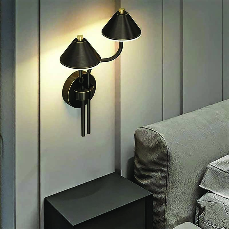 Mushroom Umbrella Gold Black LED Wall Lamp Aslam Lighting 02 Mushroom Umbrella Gold Black LED Wall Lamp Aslam Lighting 02